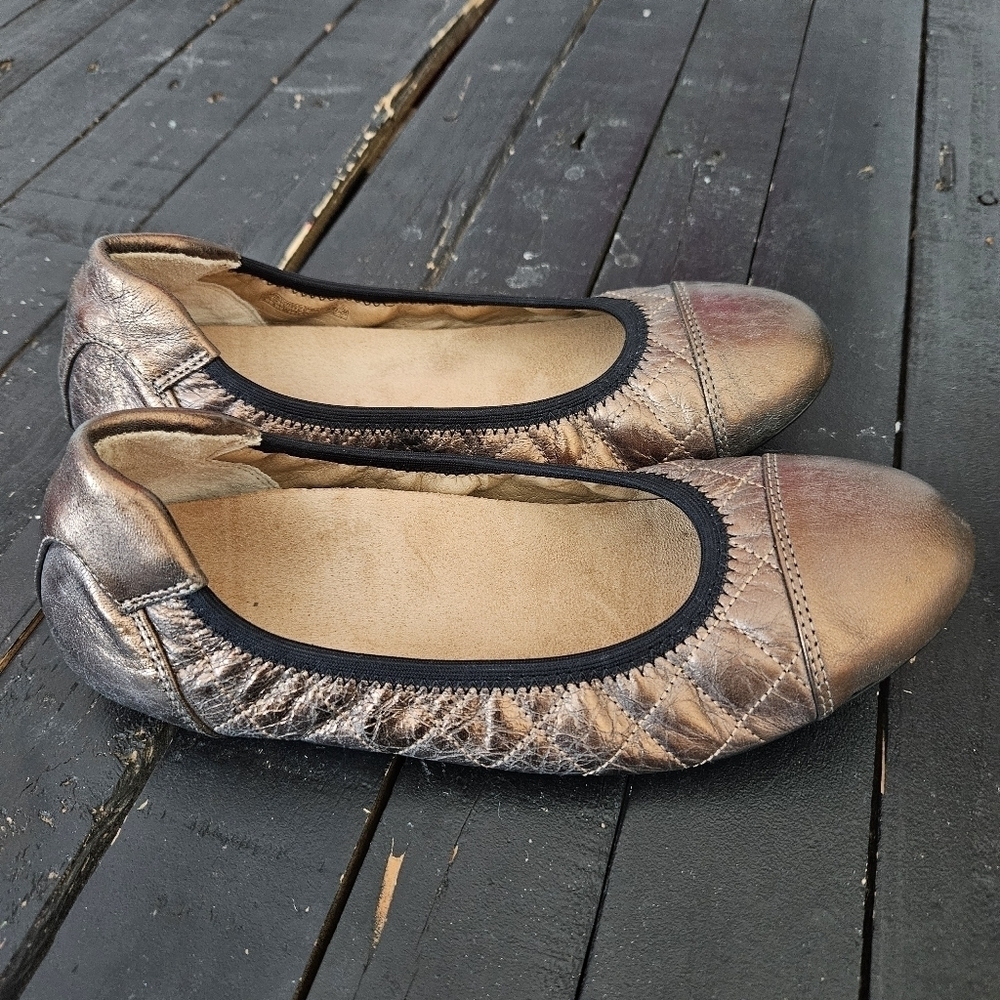 Vionic Women's 8 Ava Metallic Brown Quilted Ballet Flats Shoes Comfort Comfy